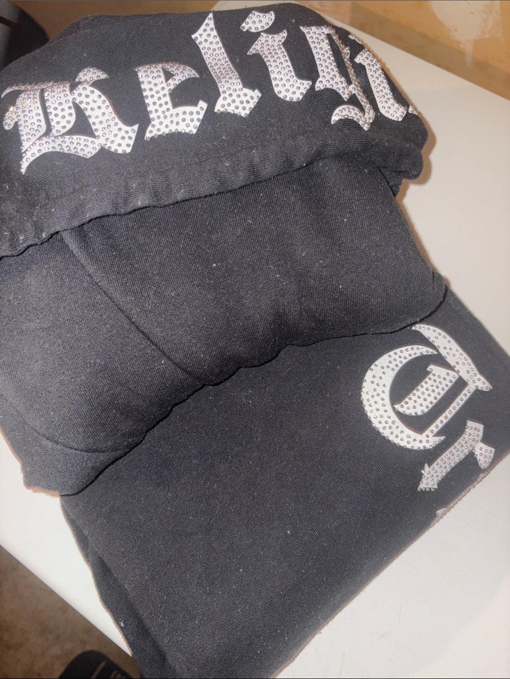 True Religion Black Sweatpants Set Rhinestone Logos